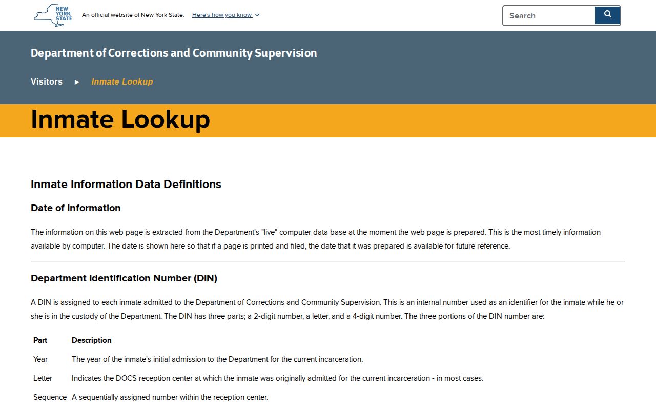 New York DOCCS lookup for Cortland County state custody records